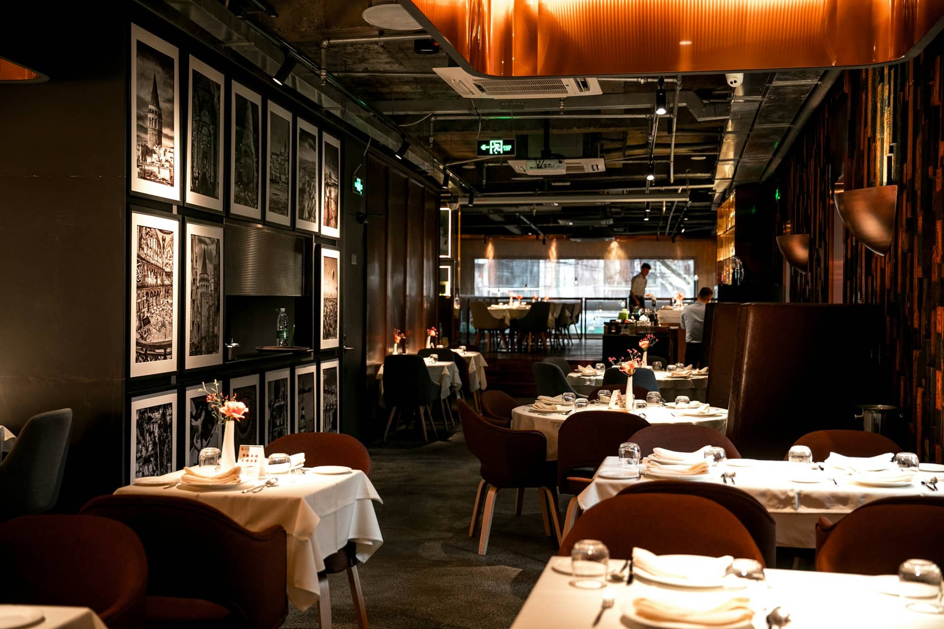 The dining room, laid for service